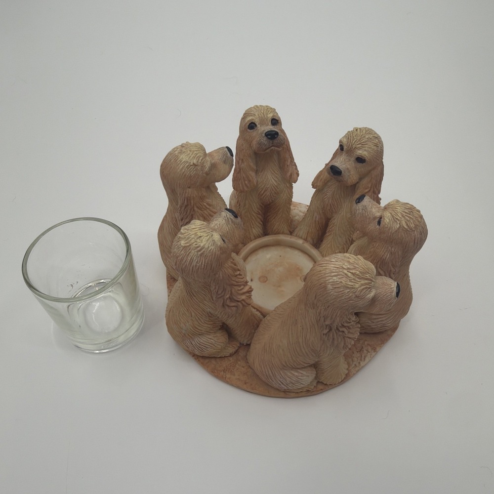 Cocker Spaniel Dogs Circle Votive Candle Holder Ring " True Friends" - Picture 5 of 7